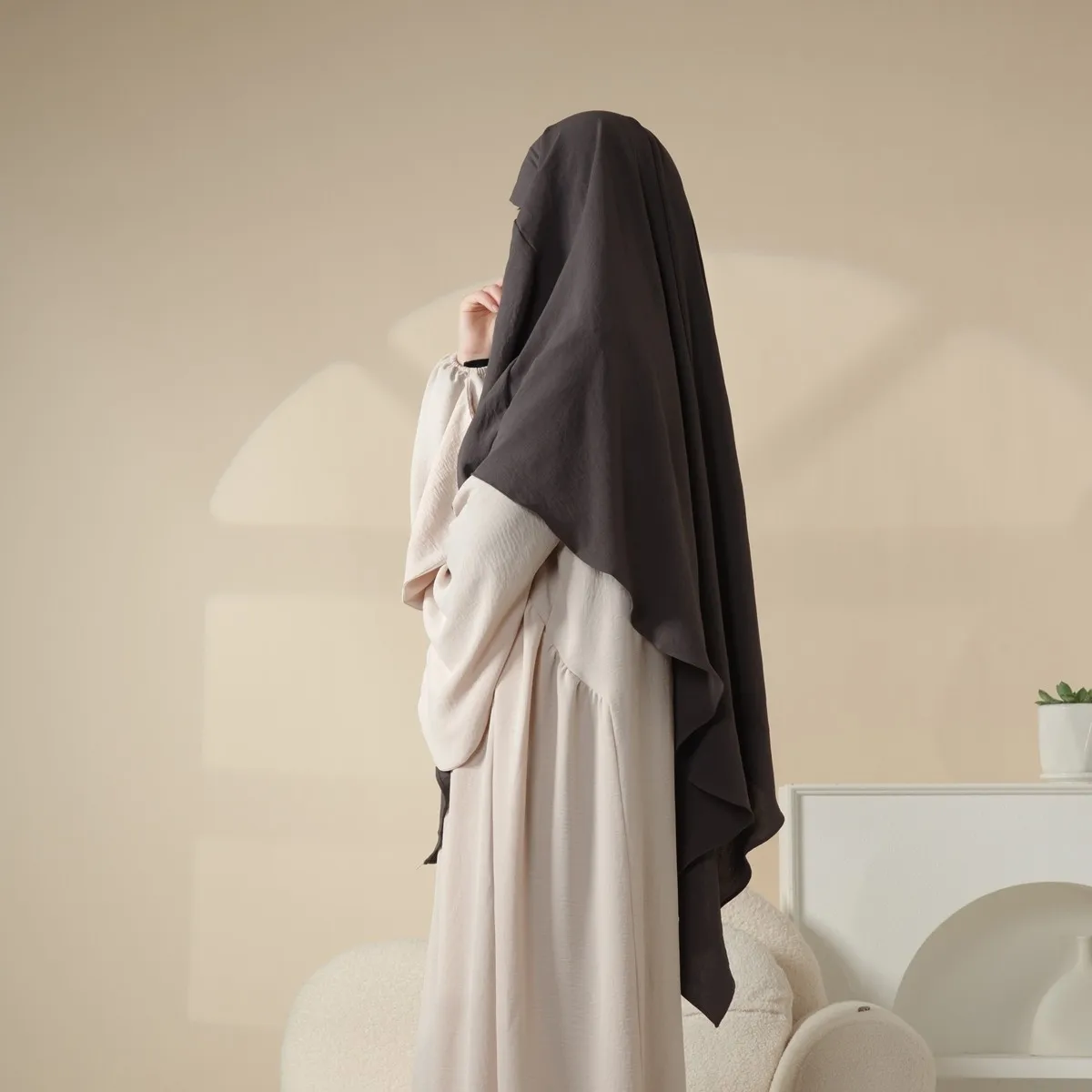 New Crepe 1-Layer Khimar Hijab for Women Crepe hijab Soft Lightweight Long Head Shawl Wraps Saudi Niqab