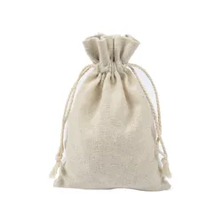 9*12cm Plain Cotton Linen Pouch with Drawstring Rice Tea Sachet Packing Cotton Linen Bags