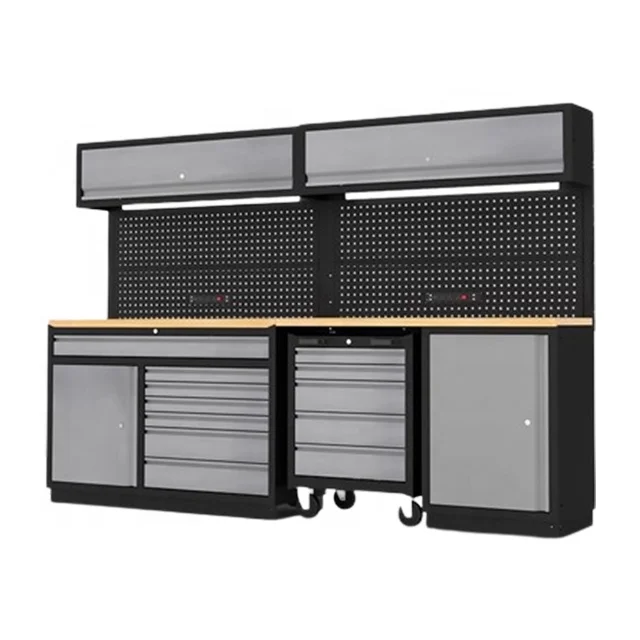 Professional garage workbench and combined tool cabinets
