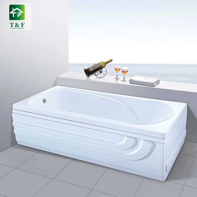 Acrylic Stone Dual-side Skirt (Left Skirt) freestanding 1.7m bathtub rectangle white surface bath tub