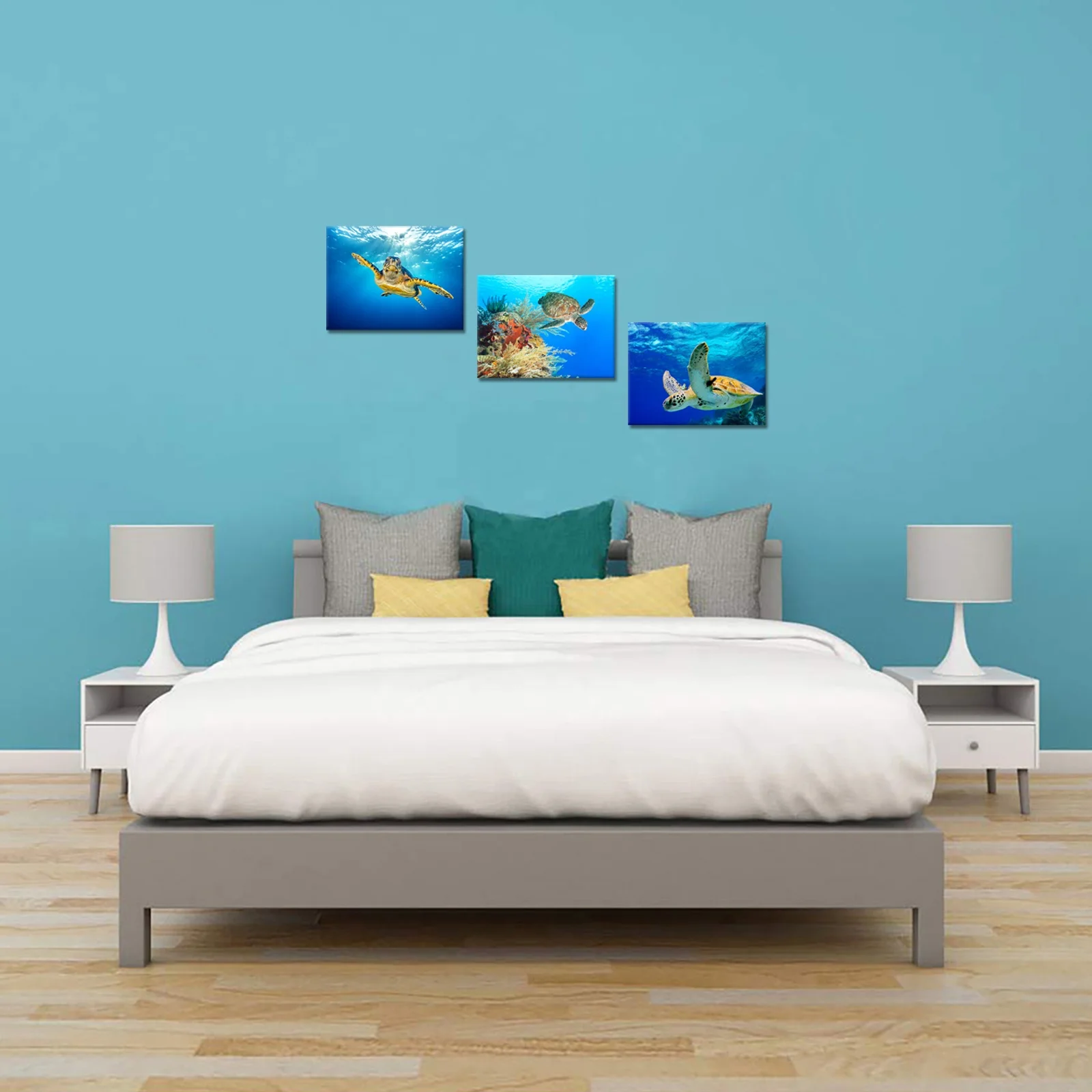 Popular Nordic Ocean Sea Scenery Marine Sea Turtle Seaweed Marine Painting Canvas Print Wall Art