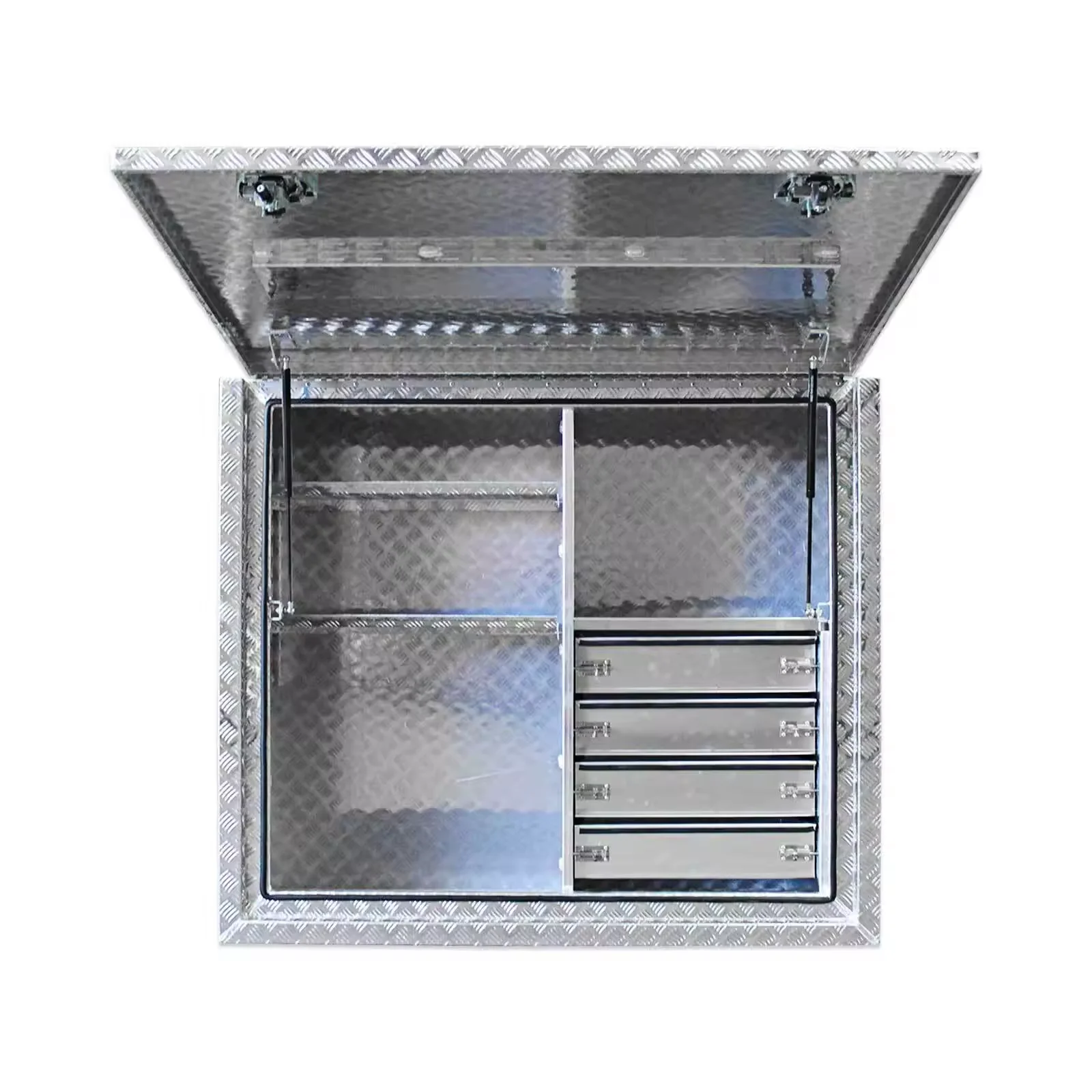 Aluminum Truck Bed Tool Storage Box with Drawers Checker Plate Exterior Accessories waterproof  plate toolbox with Draw