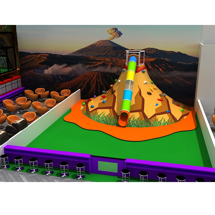 Customized fun children play slide, durable heavy duty plastic volcano slide