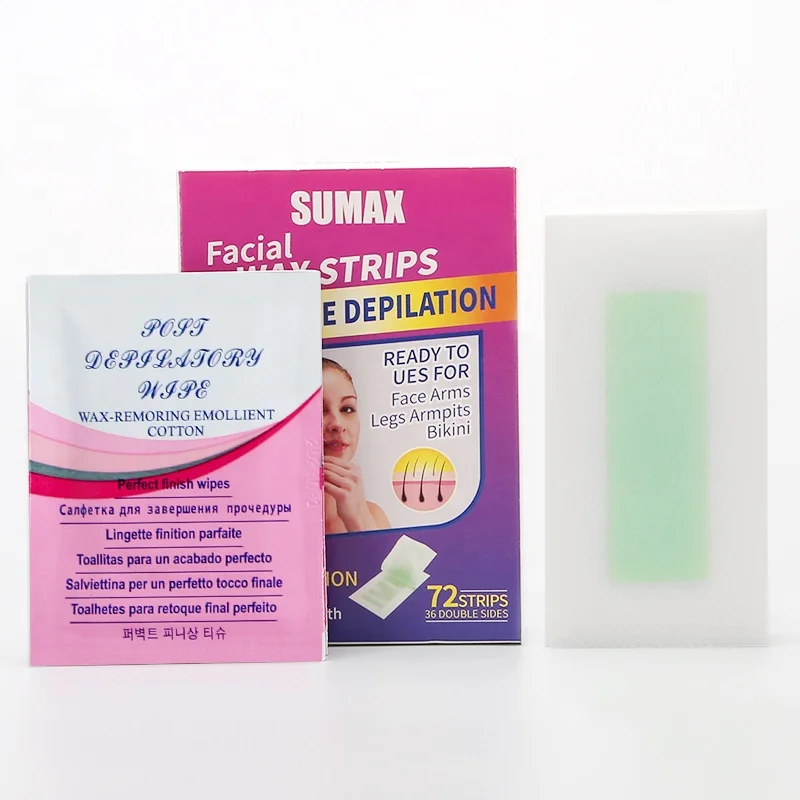SUMAX 36 Pcs / Box Hair Remover Cold Wax Strips Disposable Waxing Strips Ready-to-use Depilatory Strip Wax Paper