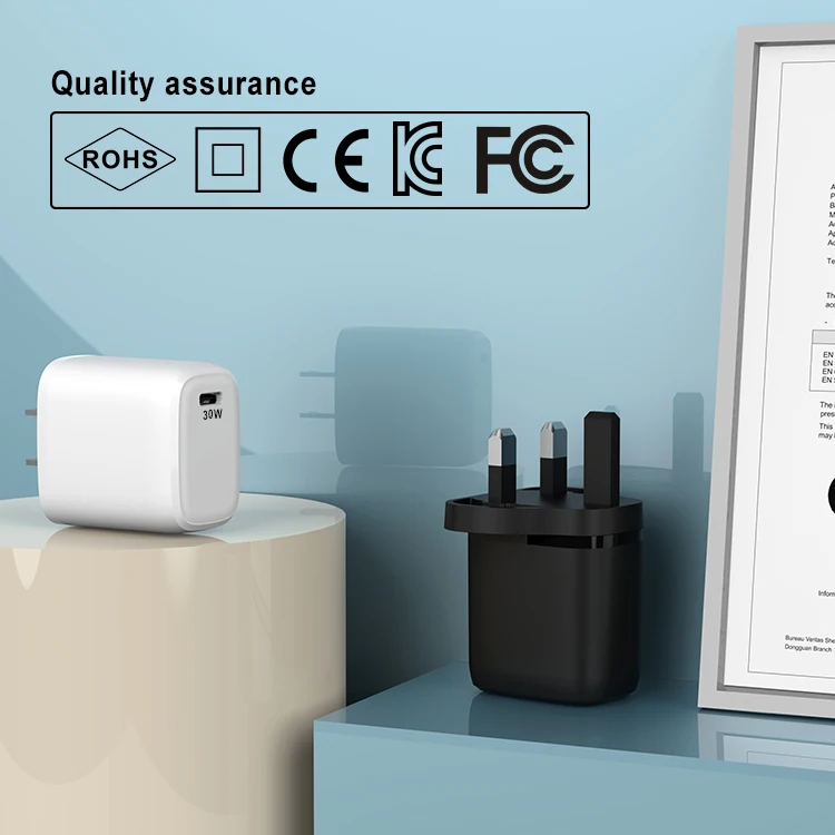 Smart Mobile Phone EU US KR UK Plug One Single Port Fast Quick Charging Wall Portable CE Universal USB Type C PD Charger 30W PPS