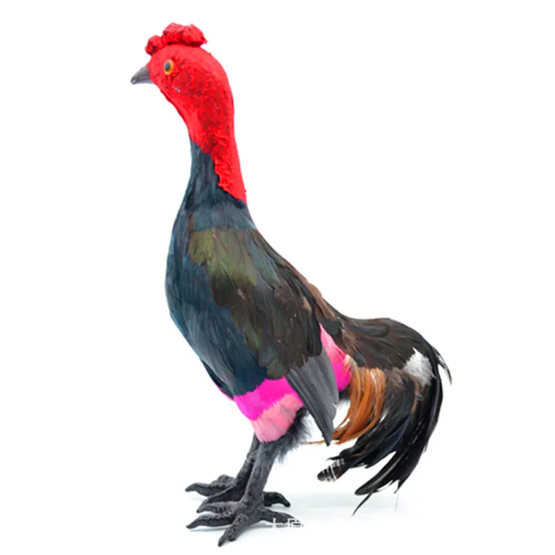 Feather Crafts Simulation Chicken Plastic Model Statue Fighting Cock Toy