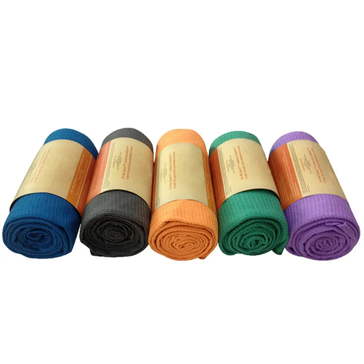Customized design plain color waffle yoga towel non slip microfiber towel