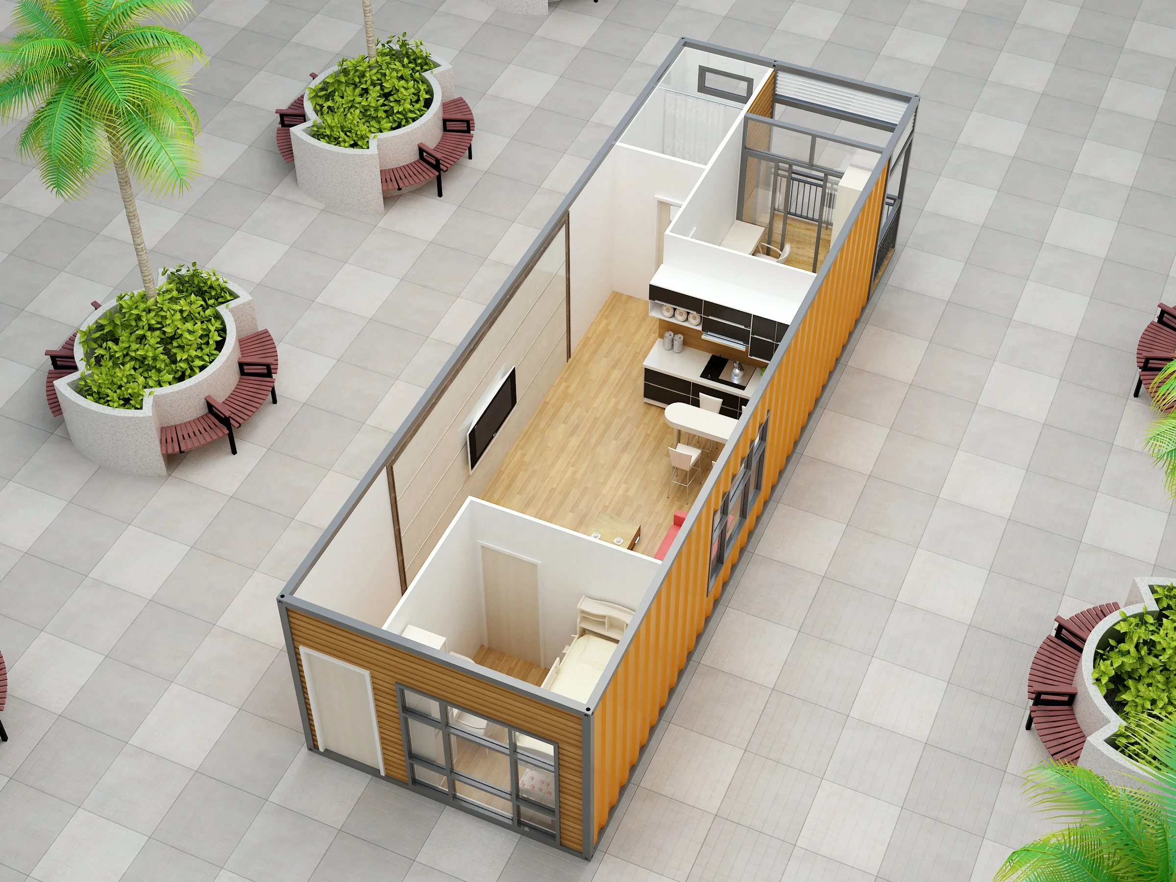 Новый дизайн съемный крошечный 40-футовый контейнер плоский для