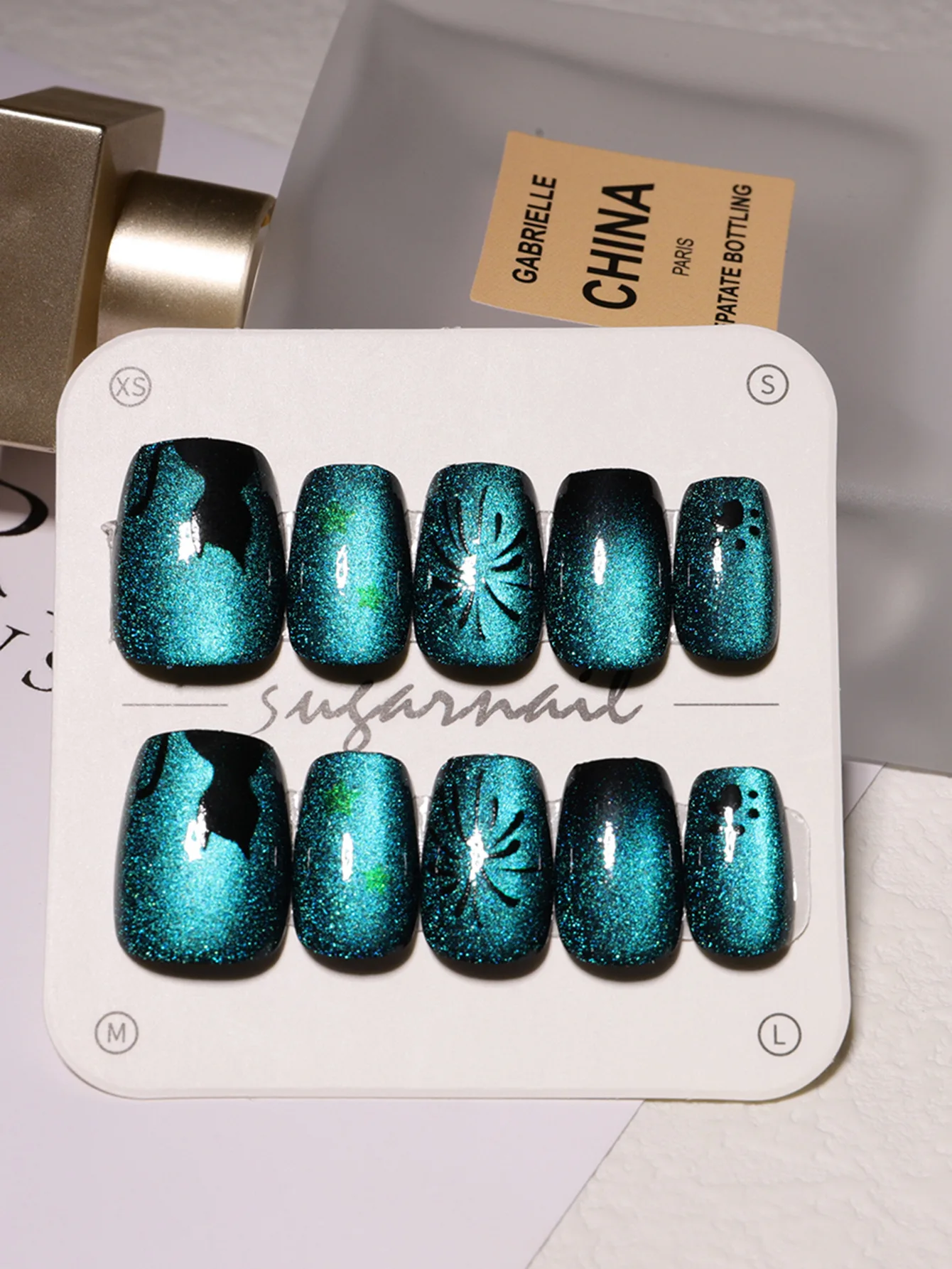 Custom Wholesale 3D art butterfly cat eye acrylic artificial short square coffin designed false cute luxury press on nails