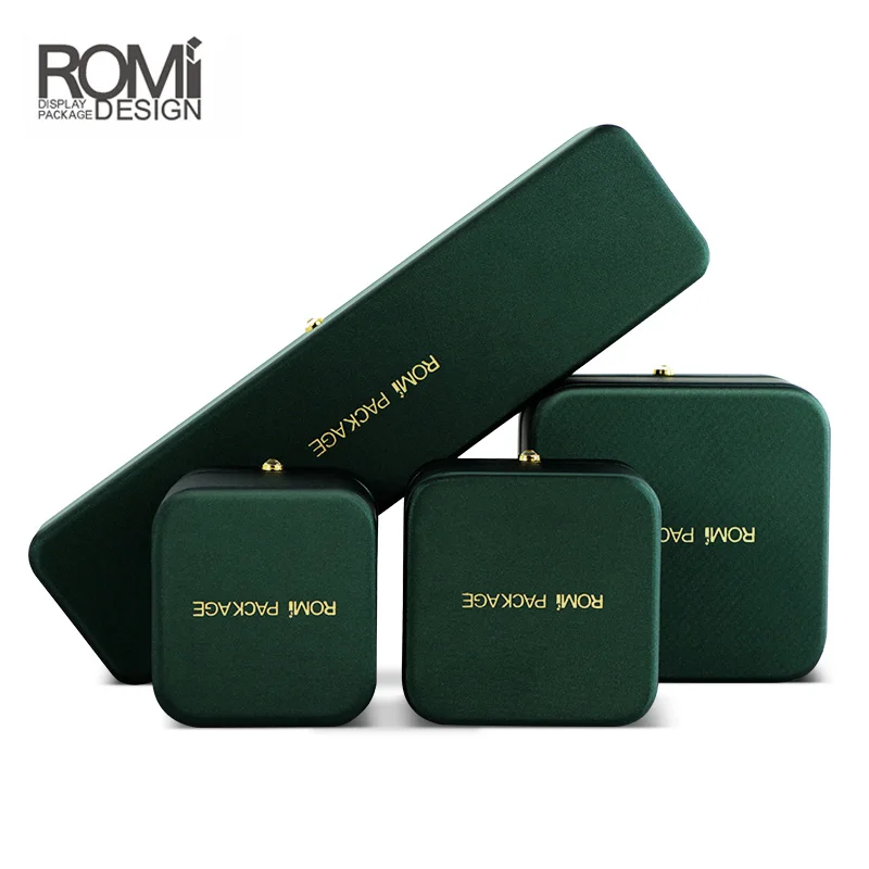 Wholesale New Arrival custom logo Green Custom Logo Luxury Wedding Ring Box diamond box packaging