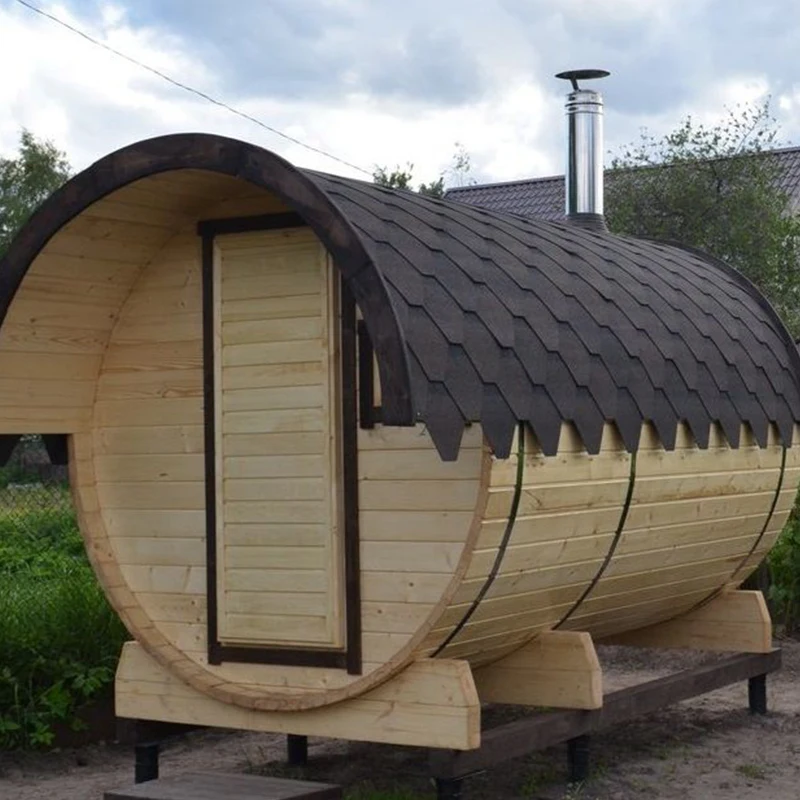 Outdoor Traditional Sauna Room Long Barrel Sauna 6-8 Person Sauna For Sale