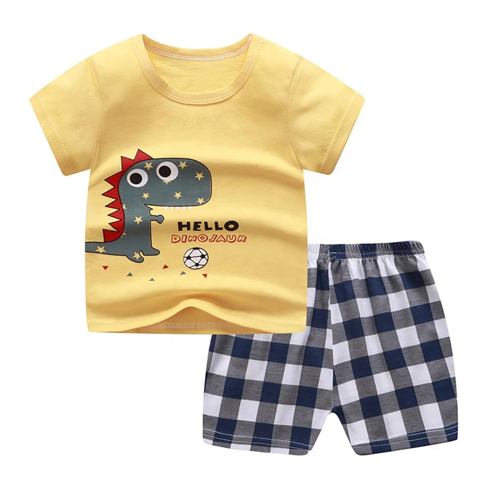 Good Price Summer Children Clothes Set 100% Cotton Short Sleeve 2pcs Baby Clothes Set Wholesale