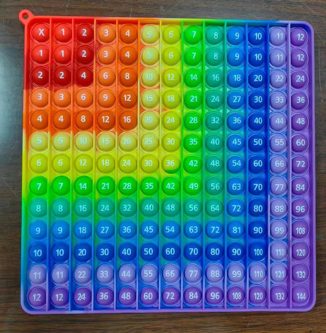 Rainbow Pop It Fidget Toys Push Pop Bubble silicone Toy Learn Multiplication Math Skills Stress Relieving Math Learning Toy