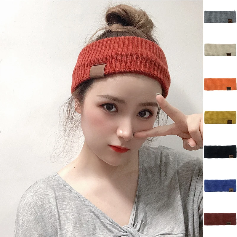 Elastic Headband Headband Winter Outdoor Warm Knit Head Ear Warmer Crochet Thick Cable Knit Headband