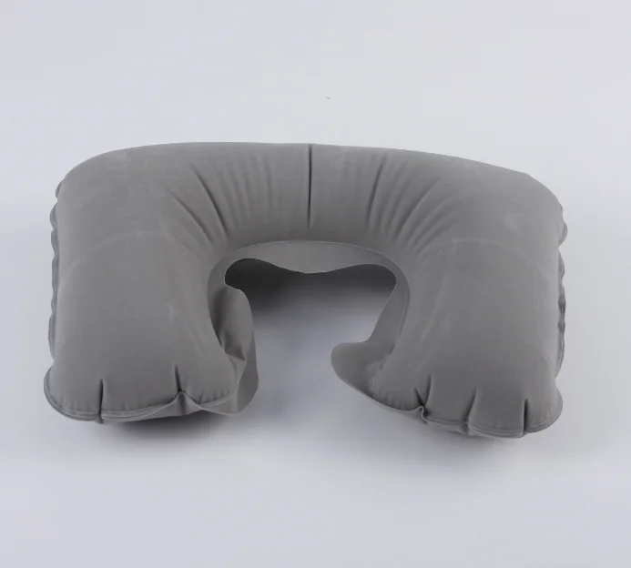 promotional high quality inflatable air filling Flocking PVC travel pillow U-sgape travel pillow made in China