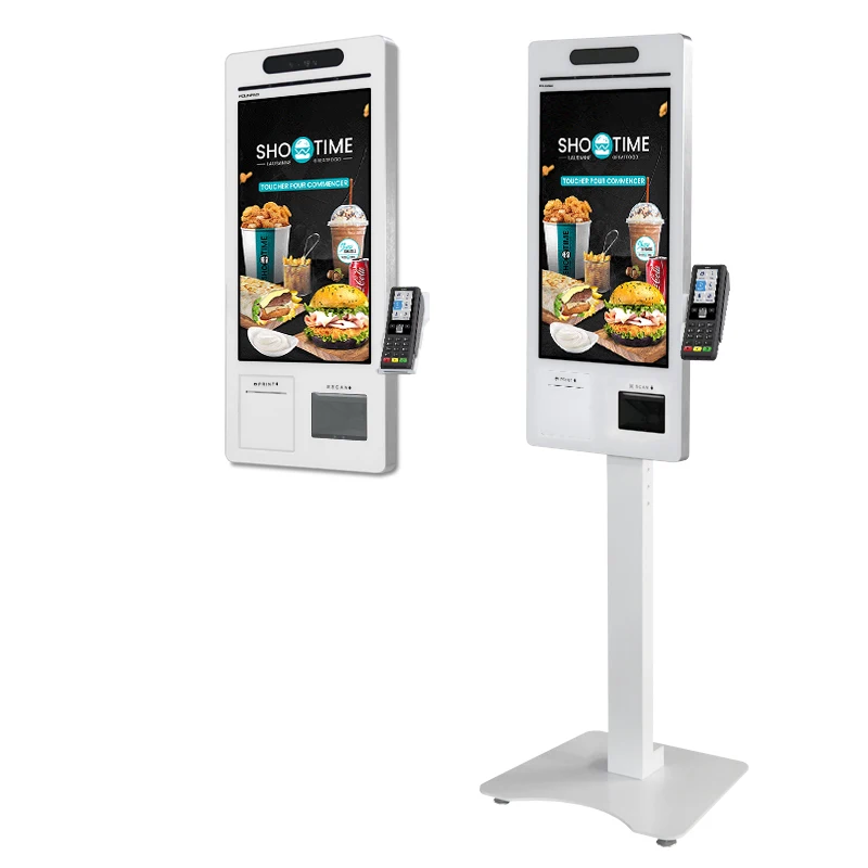 Thermal Printer Self Service POS Payment 21.5inch 24 inch 27 inch  Self Ordering Kiosk In Restaurant Store