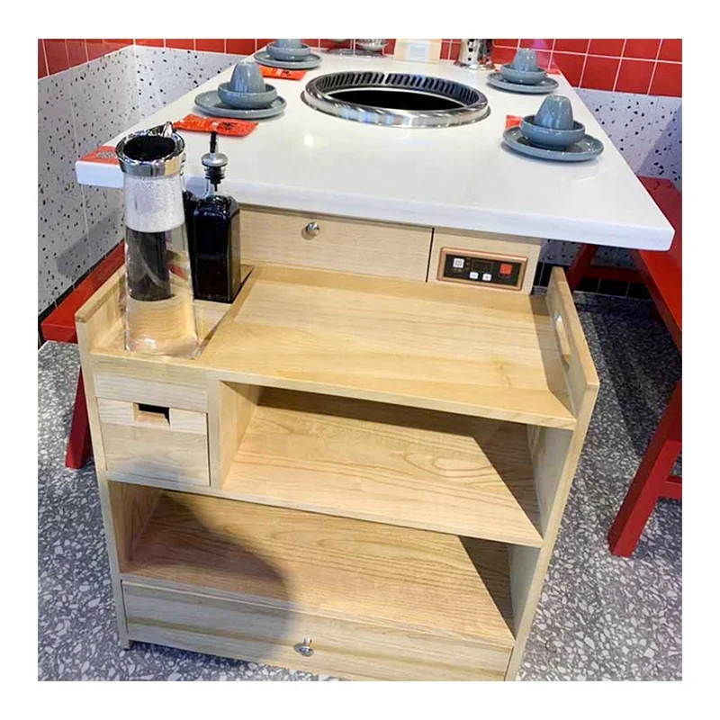 Chinese Hot Pot Table Smokeless Marble White  Hotpot Table