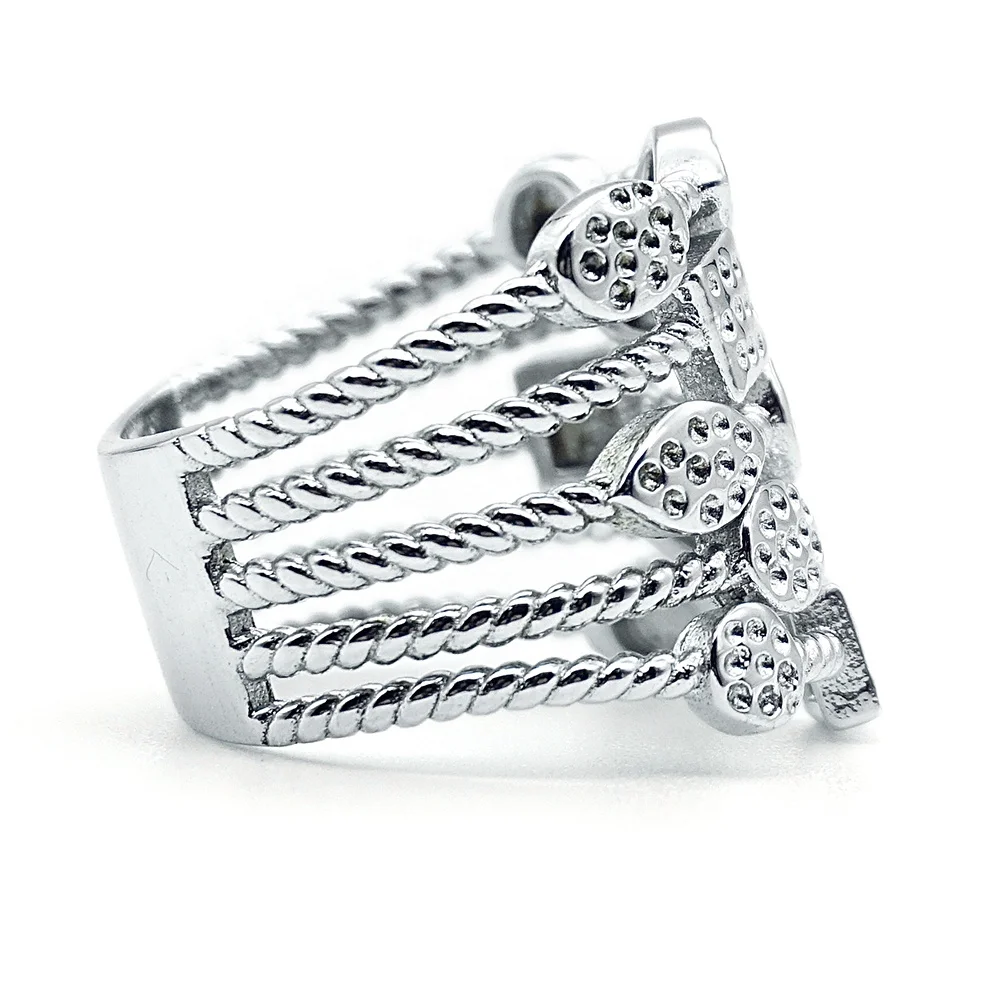 Chic Women Geometric Elements Collection Dotted Design Silver Prom Jewelry Rings