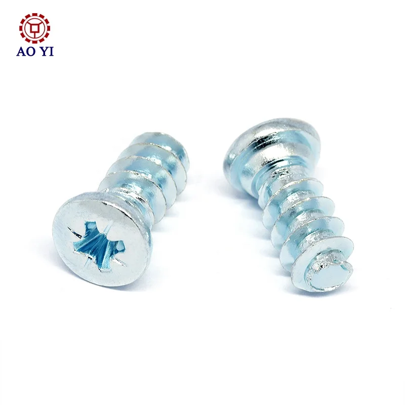 Chinese Manufacturer 1018 Stainless Steel Blue Zinc Pozidriv Flat Head Self Tapping Screw