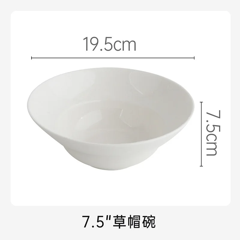 Wholesale 8/10 inch porcelain sea food Salad Bowl White dinnerware Porcelain bowl Round for hotel and room