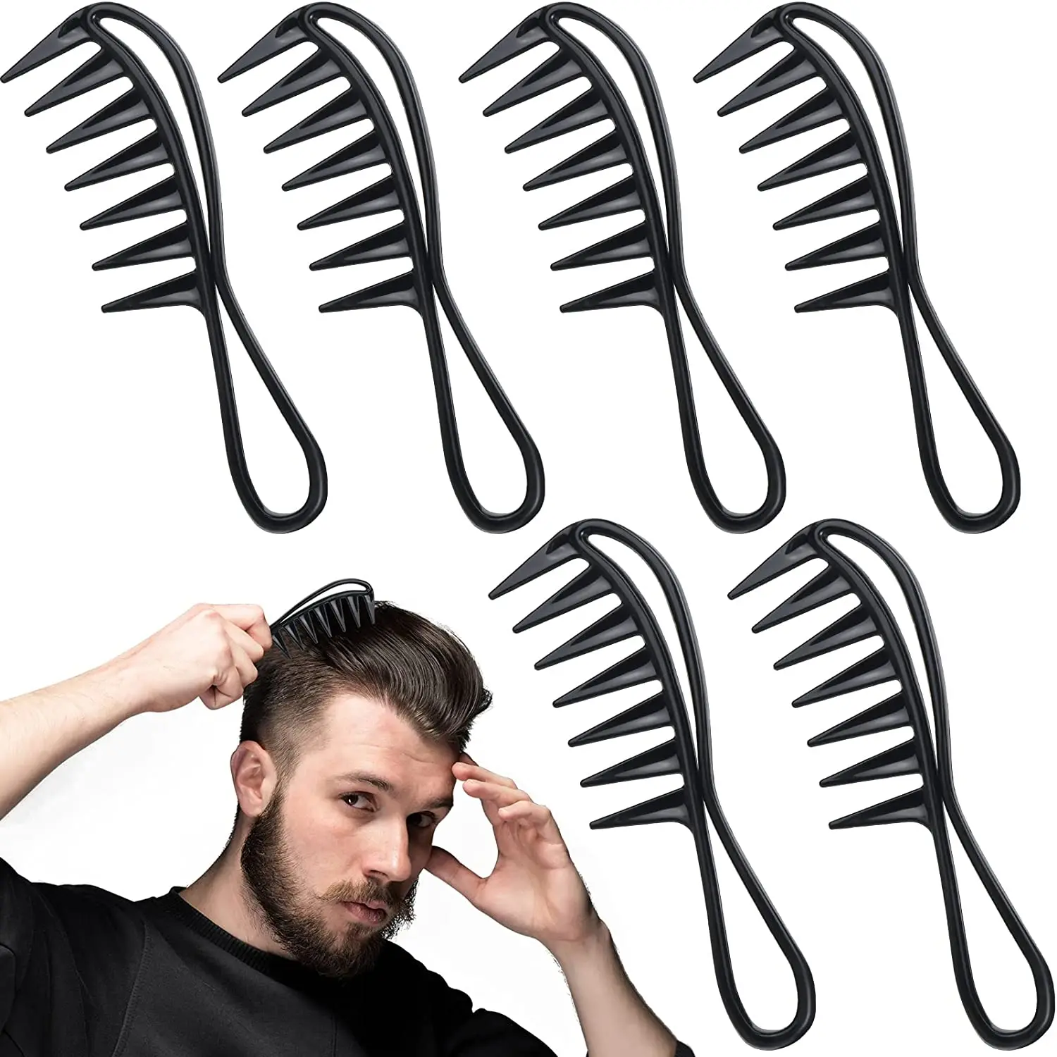 3 Pack Styling Comb Set Wide Spacing Teeth Wide Tooth Detangling Comb Shower Flexible Comb
