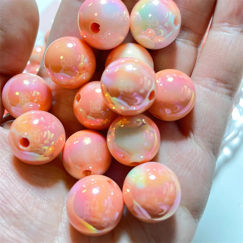50pcs/bag 16mm Hot sale loose round bead decorative handmade diy charms acrylic shell pearl beads for jewelry making