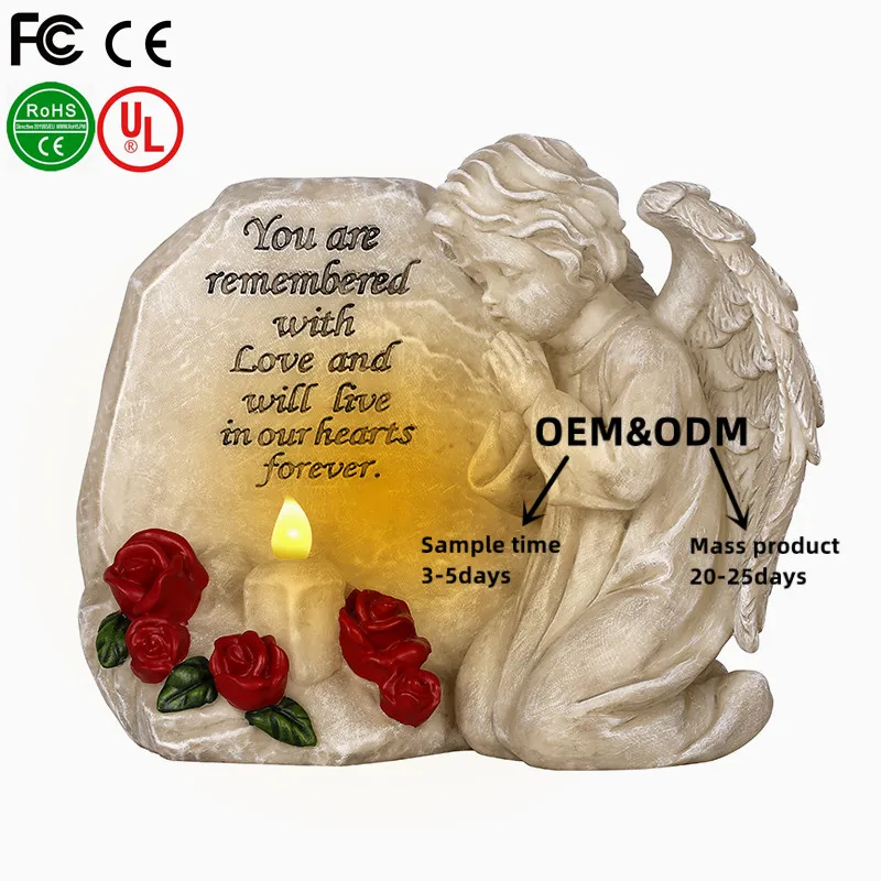 Solar battery operated Garden Candle Lamp Waterproof Flickering Memorial Grave 3d real flame Candles Light Graveyard Decoration