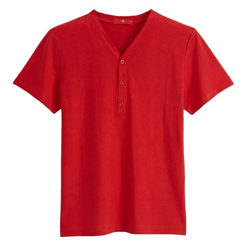 Простые повседневные хлопковые мужские футболки с v-образным вырезом и принтом на заказ