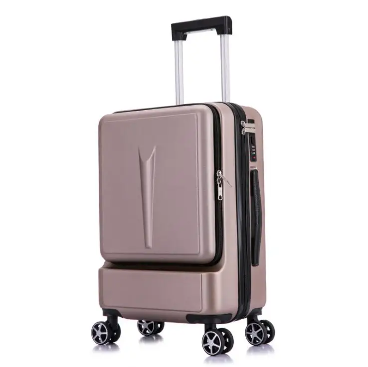 Front laptop compartment design suitcase cabin trolley luggage abs pc suit case