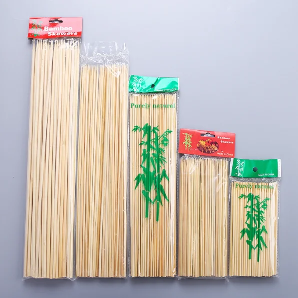 Eco-friendly Disposable Natural Round Food Grade BBQ Grilling Bamboo Skewers Sticks
