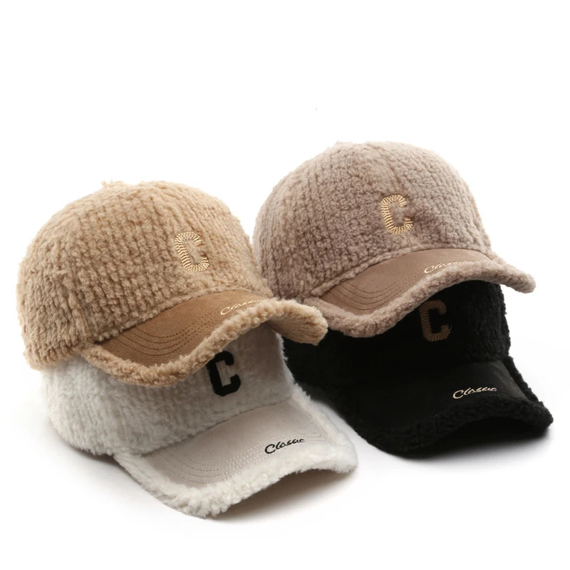 Winter fur baseball caps 2023 Newest C embroidery fashion hats&caps for men and women