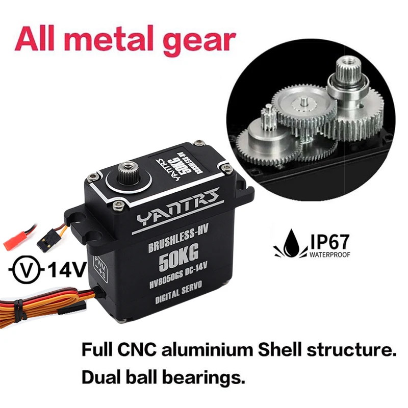 Yantrs BLS-HV8050GS управления угол 180/270/360 50 кг цифровой HV крутящий момент 14 Вт водостойкый LED металлическими шестернями и высоким крутящим бесщеточный RC Servo