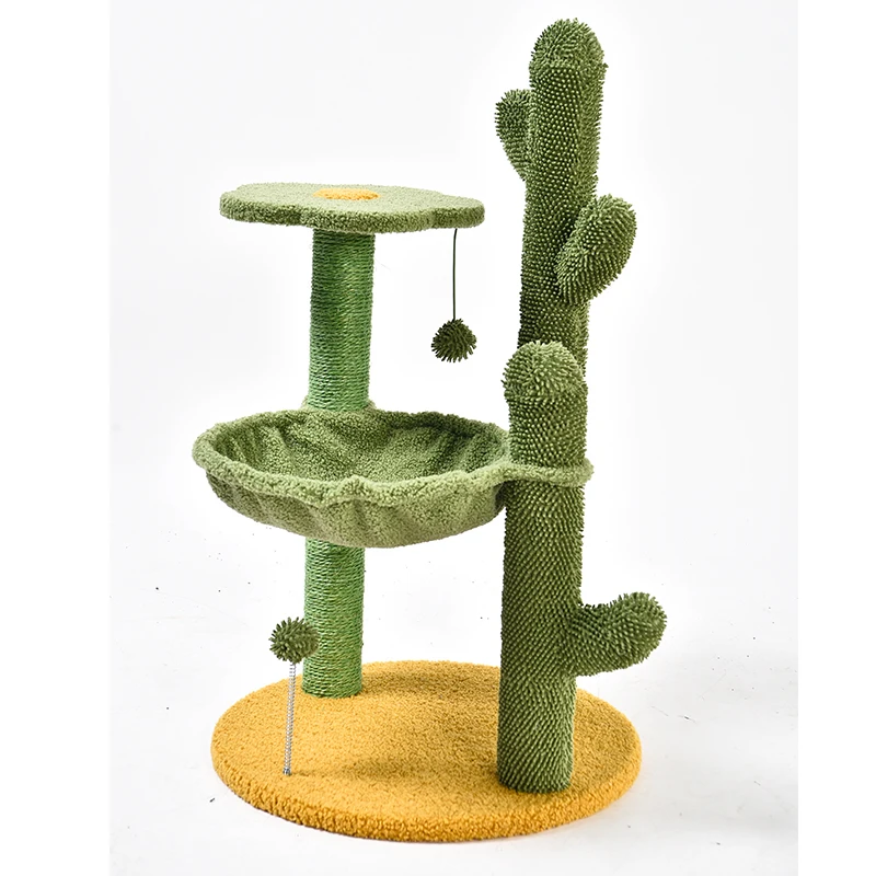 Cat Tree 33 Inches Cactus Cat Tower With Sisal Covered Scratching Post