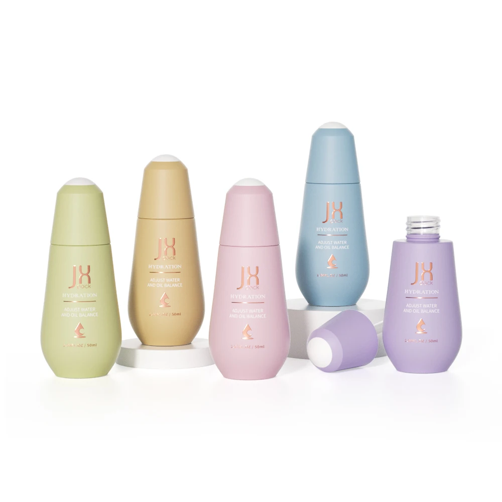 30 ml 50ml frosted cosmetic glass serum essential hair oil packaging 1oz press pump button matte luxury dropper bottle