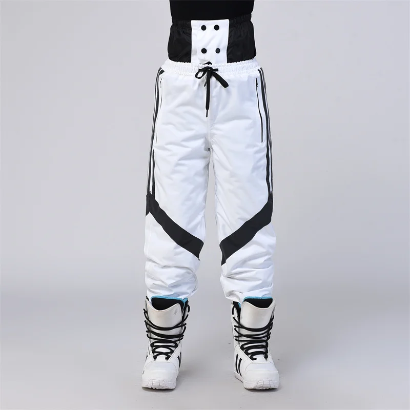 European Fashion Personality Premium Quality Unisex Thick Wear-Resisting Reflective Snowboard Pants White Ski Pants For Adults