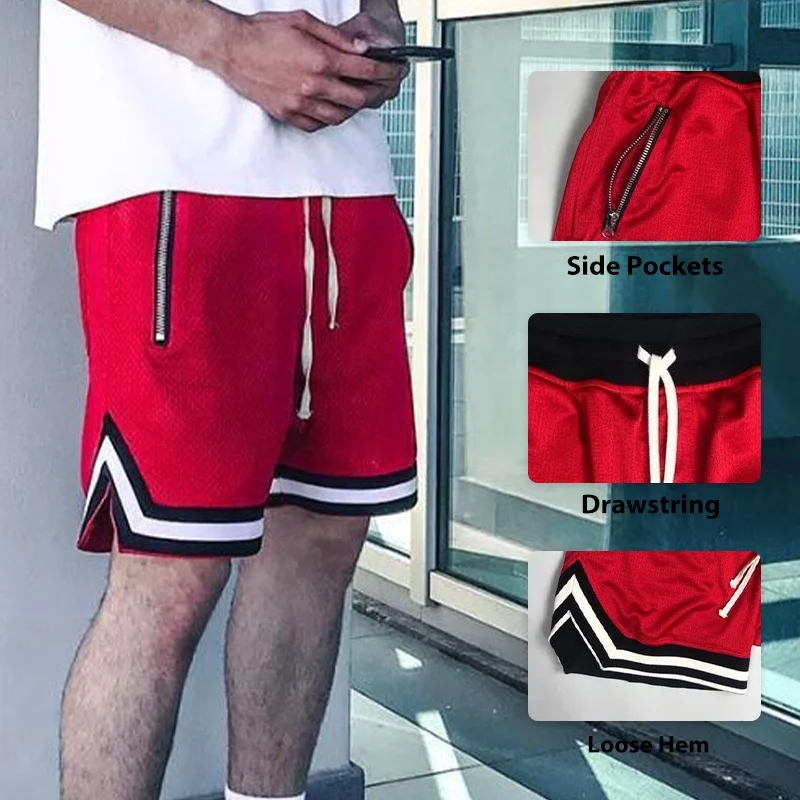 OEM Custom GYM Fitness Sports Shorts Mens Quick Dry Mesh Breathable Solid Hip Hop Casual Basketball Pants