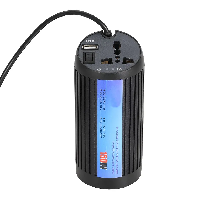 Factory directly sell Portable mini car cup power inverter 150w 12v dc to 110v 220v ac usb charger converter car power inverter