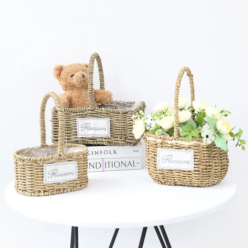Hot Sale Flower Basket Woven Hand Basket Decorative Ornament Flower Arrangement Gift Storage Basket