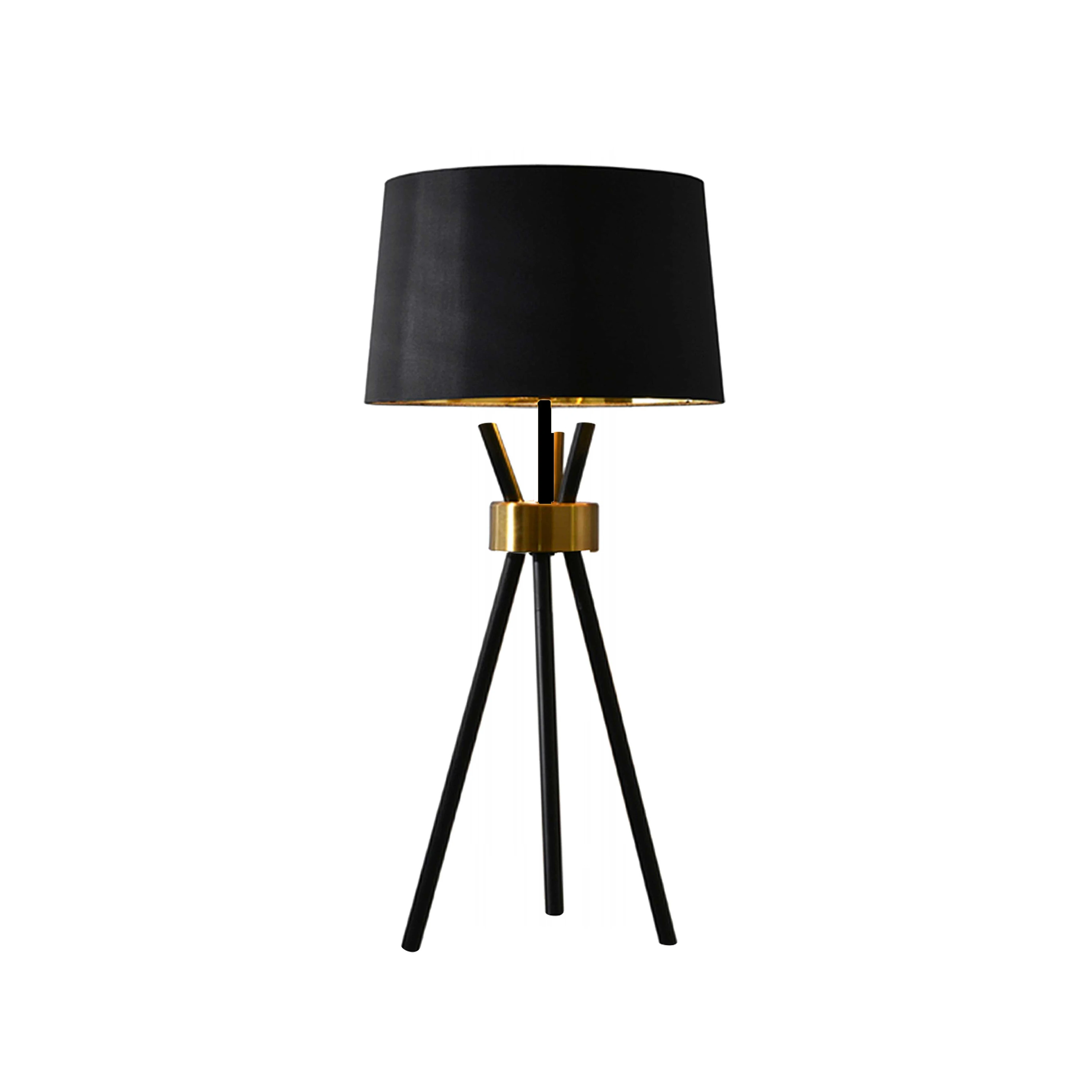 Indoor European Style Black and Gold Metal Restaurant Classical Tripod Table Lamp Desk
