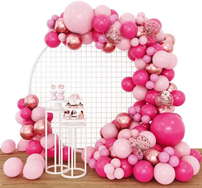 Metallic Rose Gold Confetti Balloons Macaron Blush Nude Pink Balloon Garland Kit