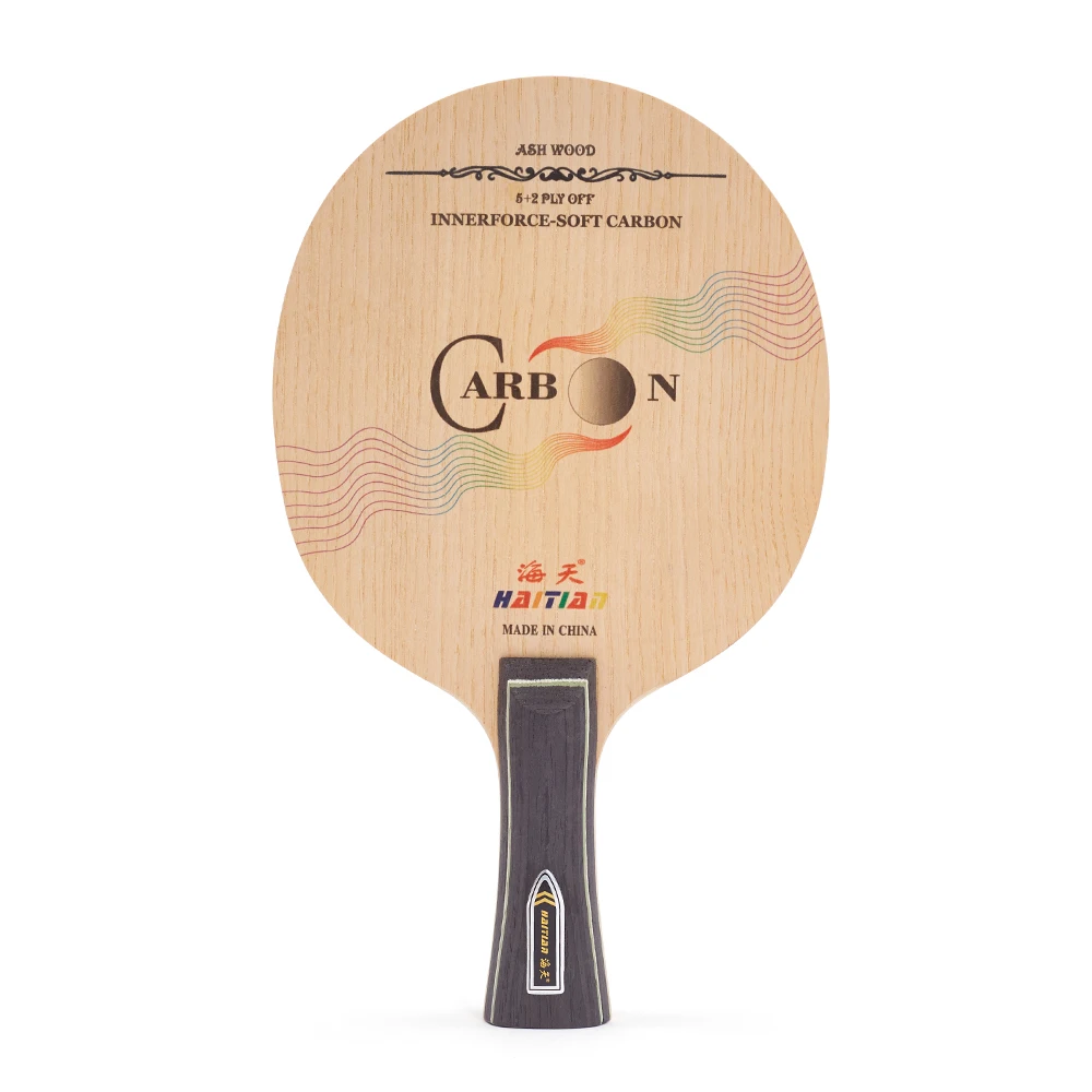 Haitian professional Ash surface Ayous wood handle table tennis paddle blade with carbon fiber