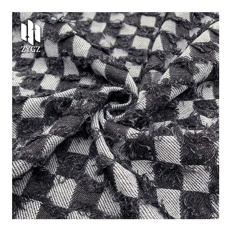 High Quality Multi-color Custom Plaid Jacquard Denim Fabric Jeans Jacket Jumpsuit Fabric Printed Denim Fabric for Shoes Luggages