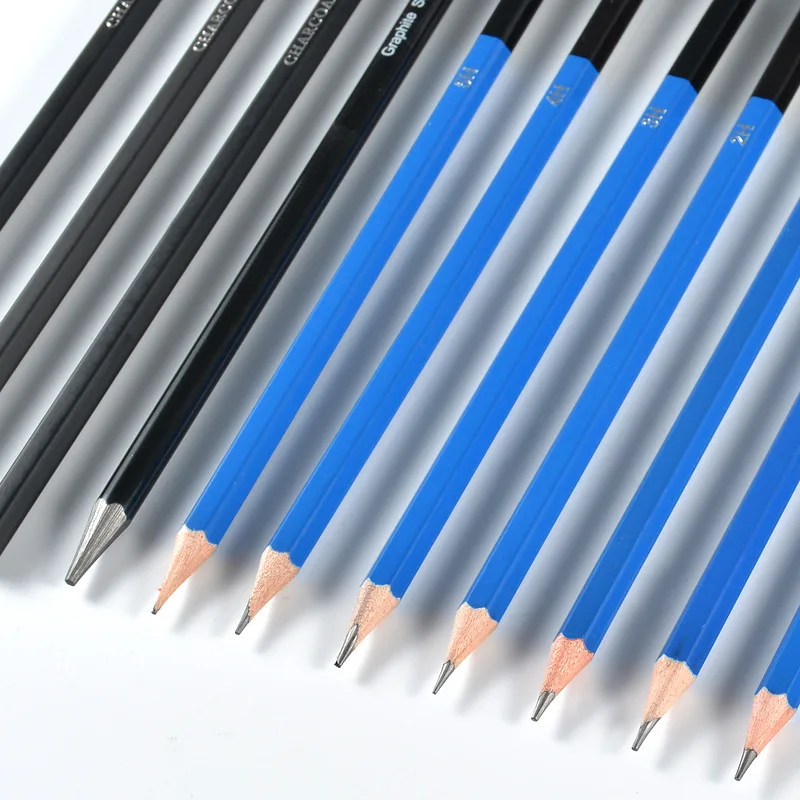 32Pcs Wooden Charcoal Drawing And Sketch Pencil Set With Zipper Pencil Bag Case