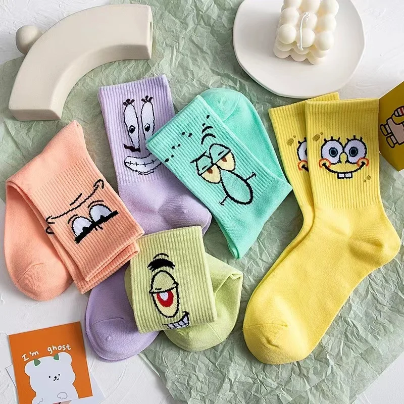 Women Anime Cartoon Sponge Bob Patrick Cotton Socks