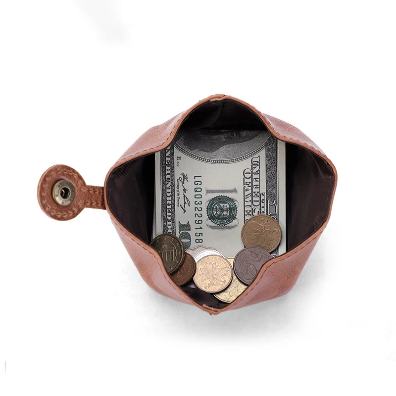 Cute retro mini purse casual fashion multi-functional girls change storage Baotou layer cowhide leather small purse