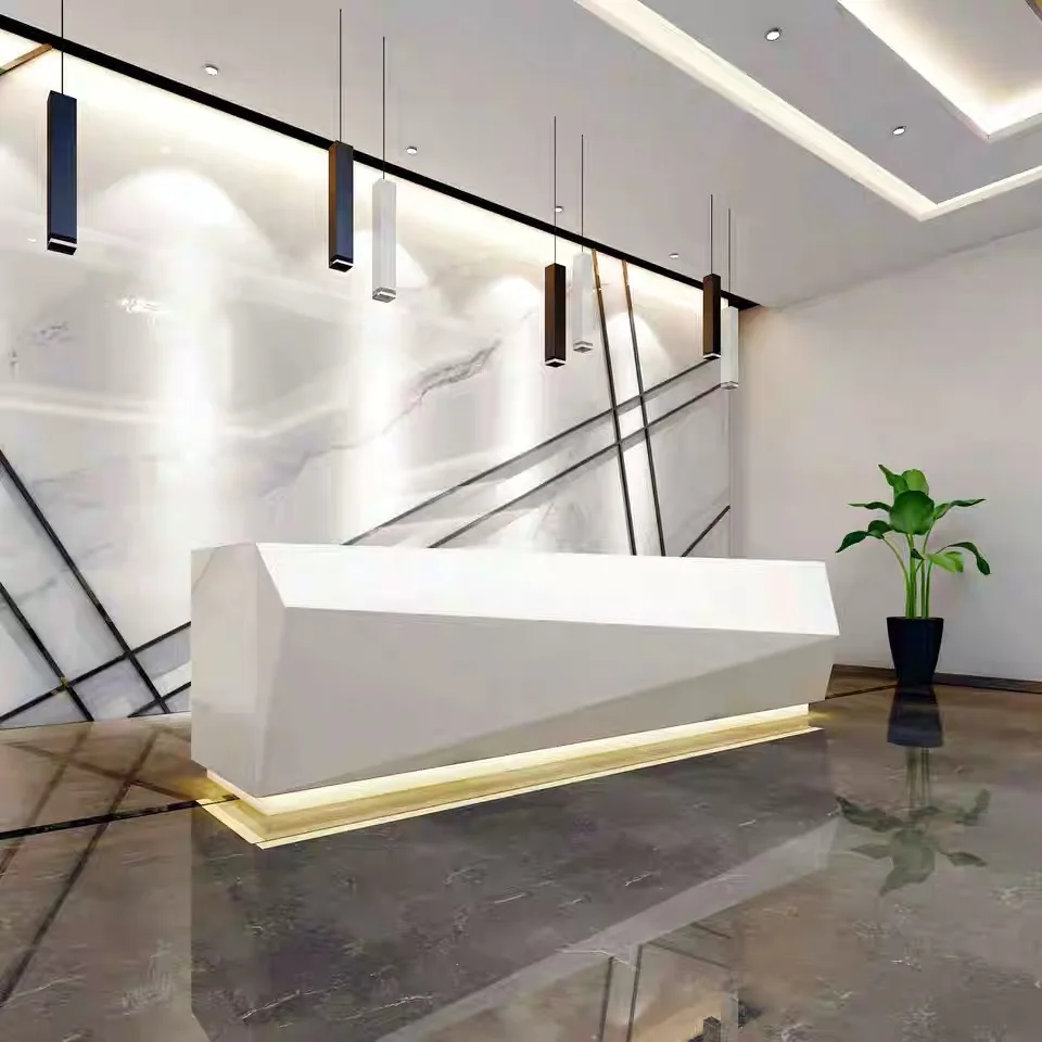 acrylic solid surface custom furniture modern office reception desk white front desk counter