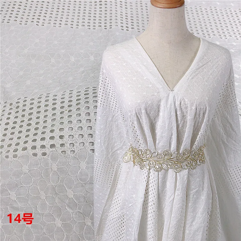 Latest design french cotton eyelet fabric custom design embroidery cotton lace fabric