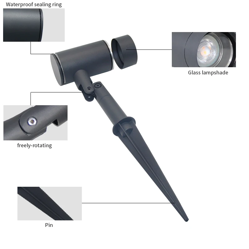 Spike Light RoHS CE Black 220v-240v plug-in GU10 Garden Spot Landscape Garden Light