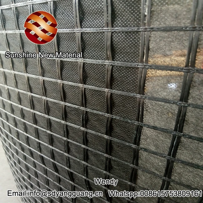 50KN Glass Fiberglass Geogrid Asphalt Geogrid by Karl Mayer Machine
