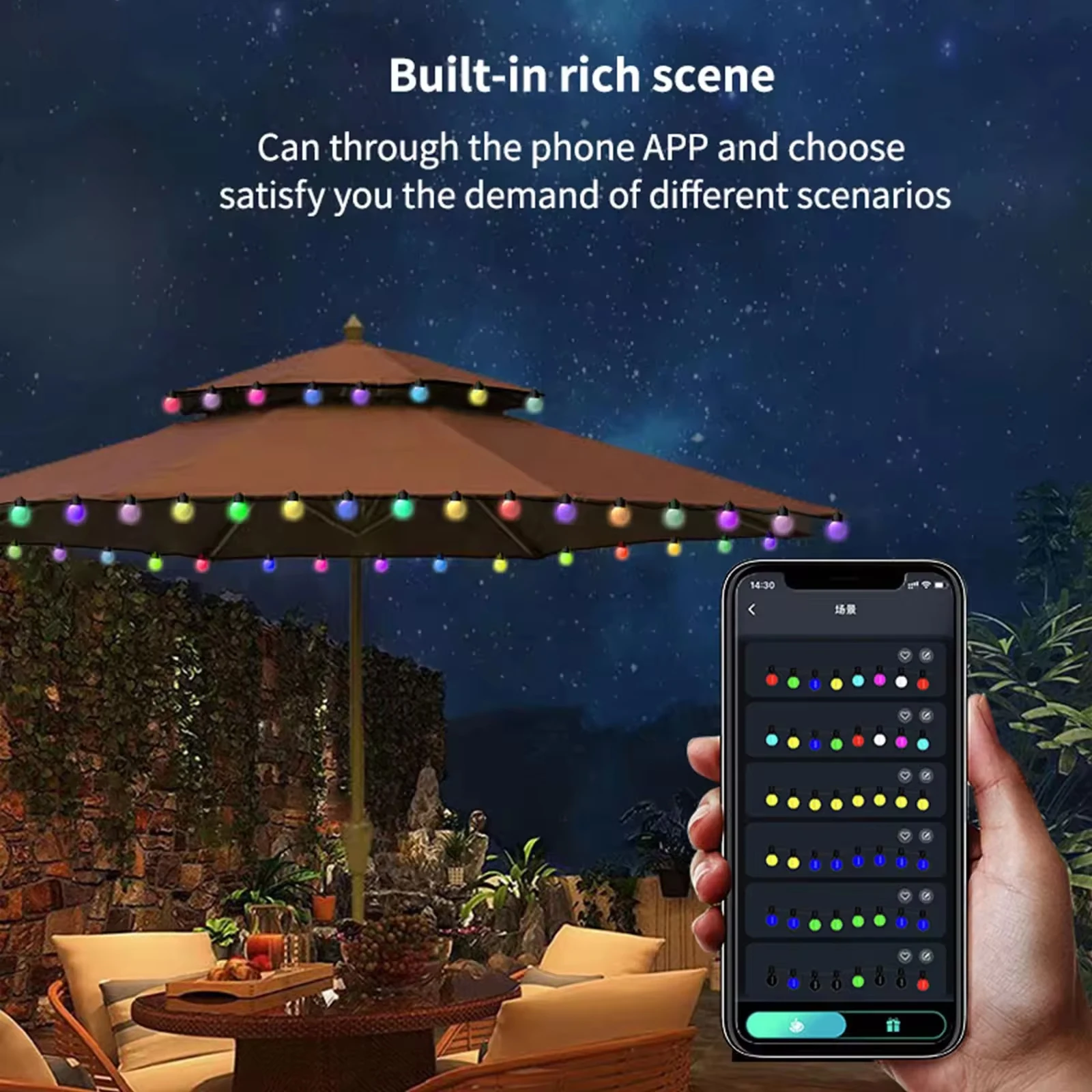USB Fantasy Ball String Light Bluetooth APP Point Control Light Outdoor Waterproof Camping Decorative RGB Christmas String Light